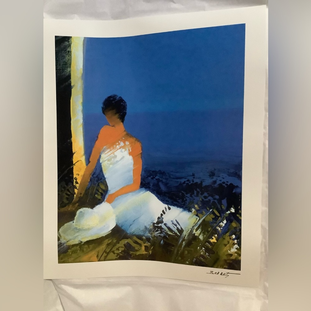 Moment Blue, Emile Bellet, 23 1/2” x 19 1/2” Lithograph w/spot varnish UNFRAMED - Picture 1 of 3